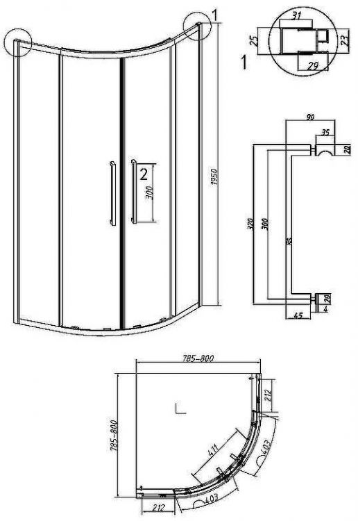 Душевой уголок Grossman Cosmo 80х80 301.K33.02.8080.21.10 профиль Черный матовый стекло тонированное