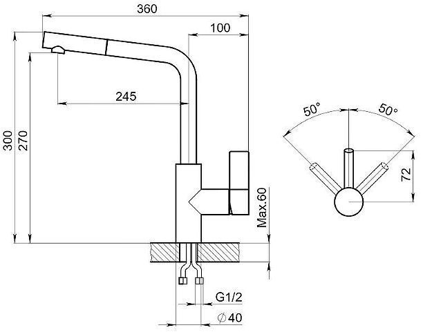 Смеситель для кухни Granula 2502 цвет Сланец