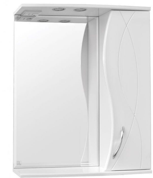 Зеркало со шкафом Style Line Амелия 65 с подсветкой Белый глянец