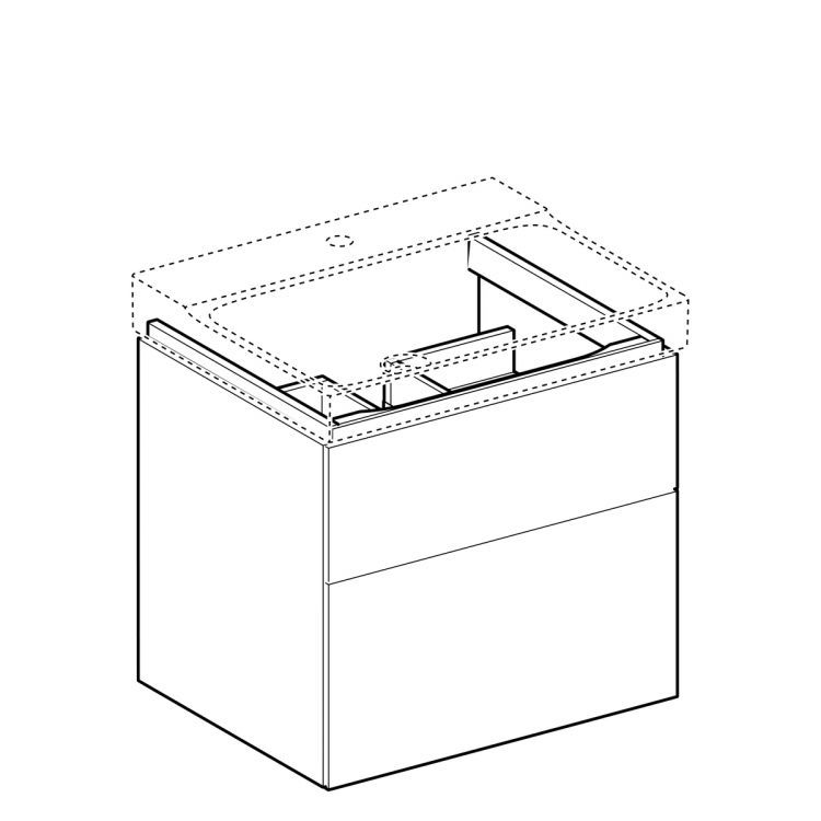 Тумба под раковину Geberit Xeno? 580х530х462 мм, 1 маленький и 1 большой ящики, матовый серый [500.506.00.1]
