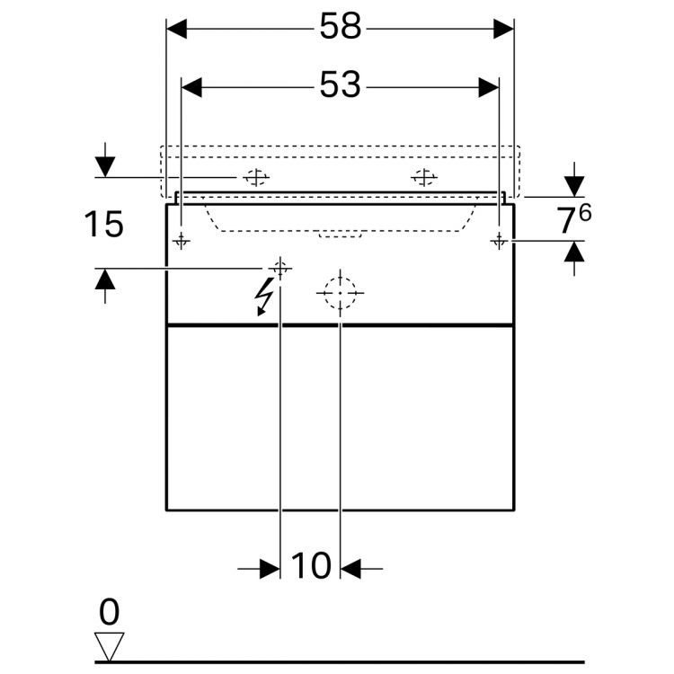 Тумба под раковину Geberit Xeno? 580х530х462 мм, 1 маленький и 1 большой ящики, матовый серый [500.506.00.1]