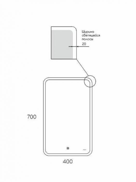 Зеркало Reflexion Minimal 400х700 RF4818MN с подсветкой с сенсорным выключателем и диммером