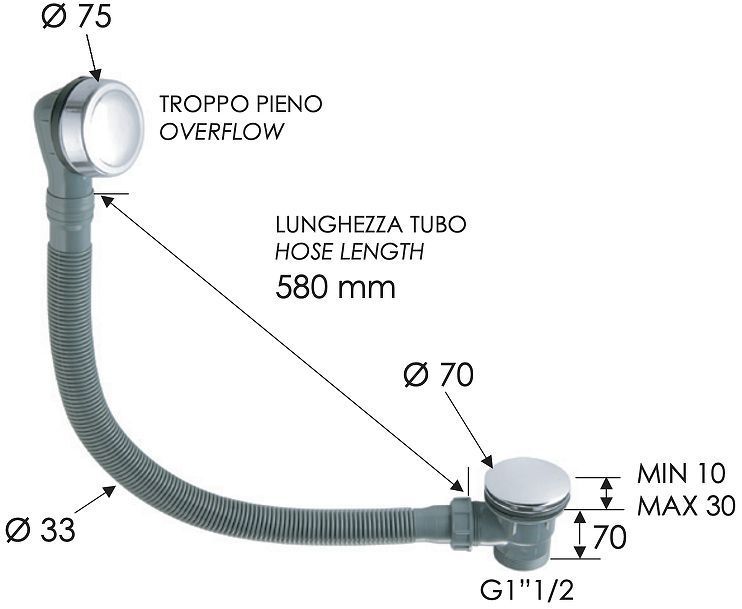 Слив-перелив Remer 96PCCBG click-clack цвет Золото брашированное