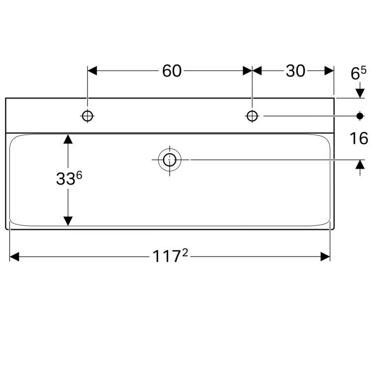 Раковина Geberit Xeno? с двумя отверстиями 120х48 [500.550.01.1]