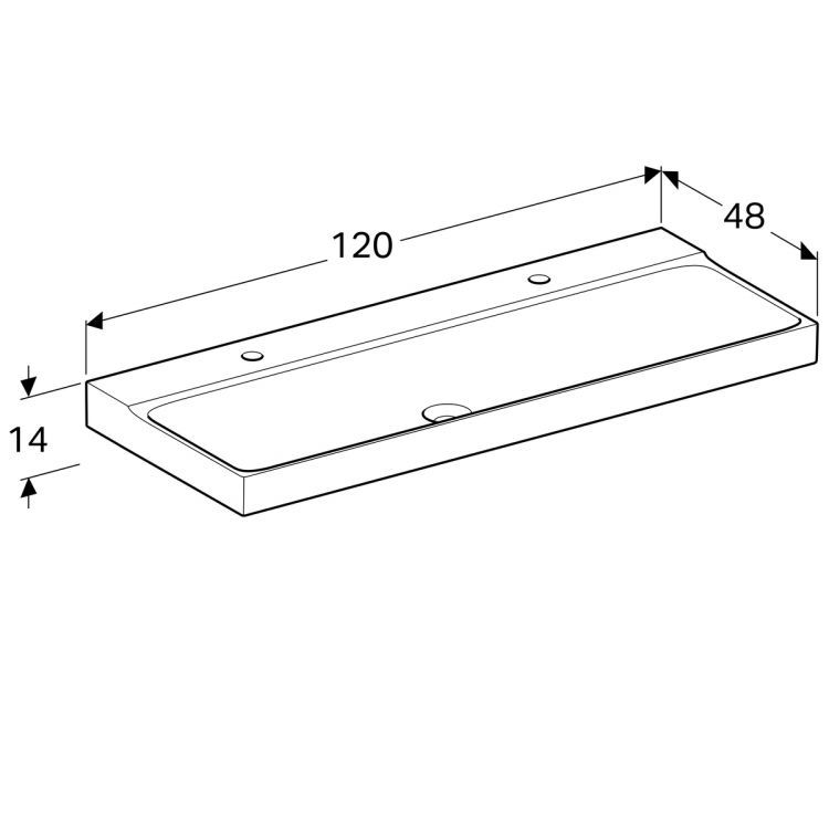 Раковина Geberit Xeno? с двумя отверстиями 120х48 [500.550.01.1]