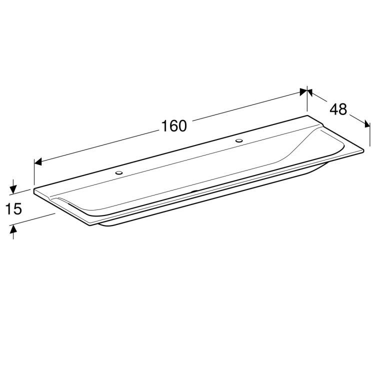 Раковина Geberit Xeno? с двумя отв., без перелива 160х48, из Varicor  [500.279.00.1]