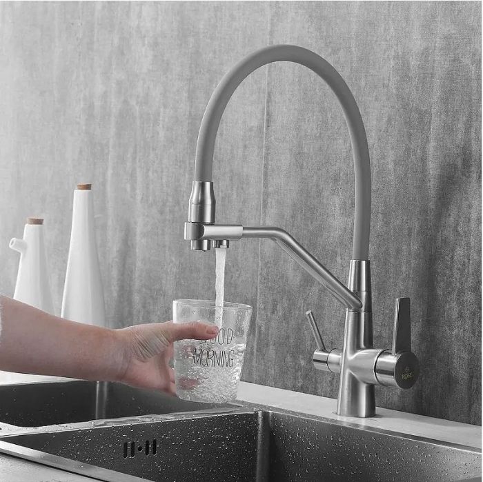 Смеситель для кухни Rose R558L цвет Сатин Серый