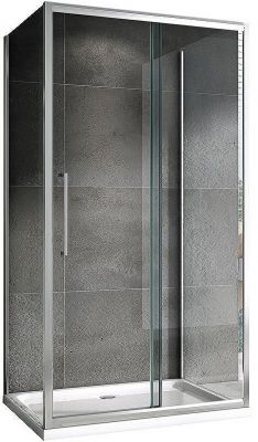 Душевой уголок Abber Schwarzer Diamant 150x75 AG30150H-S75-S75 профиль Хром стекло прозрачное