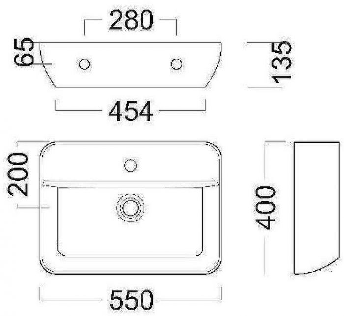 Раковина Kerama Marazzi Plaza 55 PLR.wb.55.02 Белая глянцевая