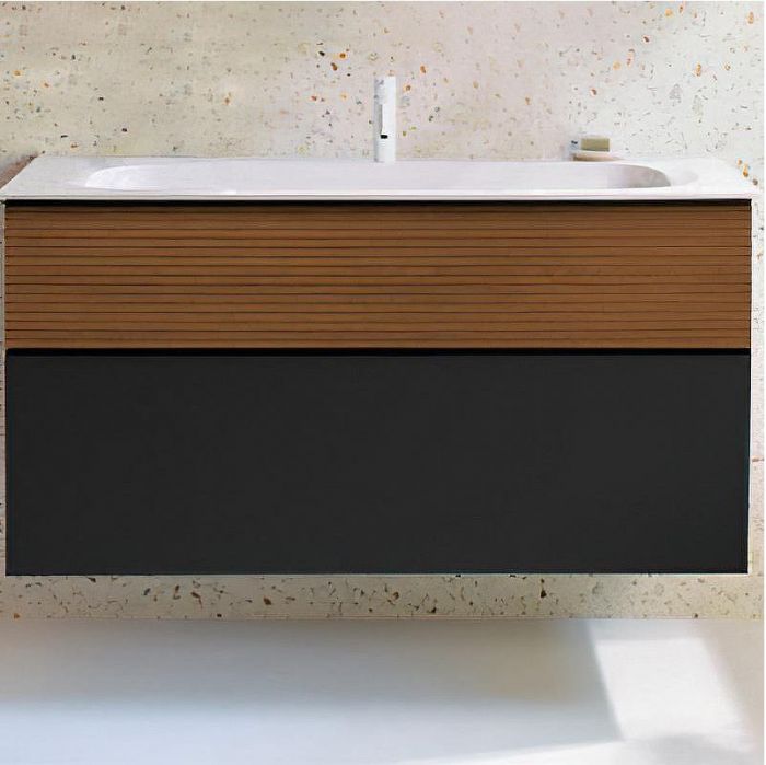 Тумба с раковиной Burgbad Fiumo 120 SFXN122F3958FOT52G0200C0001*1 подвесная Tectona Dekor Zimt Graphit Softmatt