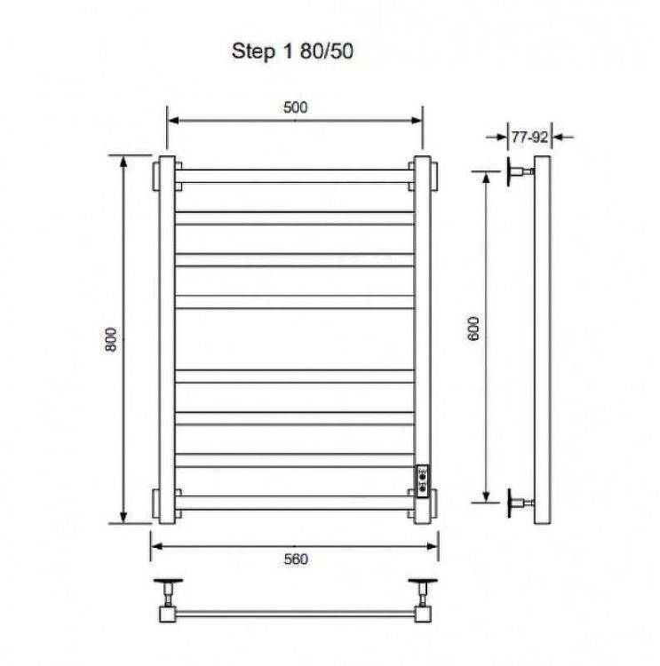 Электрический полотенцесушитель Ника Step-1 80/50 U Черный матовый