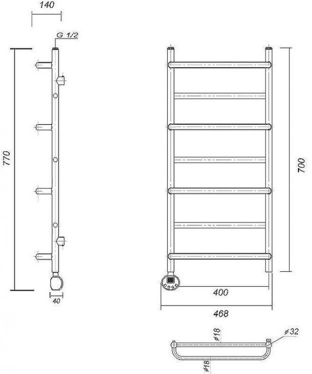 Электрический полотенцесушитель Domoterm Орфей П7 400x700 ER Золото