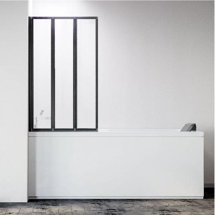 Шторка на ванну Veconi Palau PL-73BL 120 L PL73BL-120-01-19C4 профиль Черный матовый стекло прозрачное