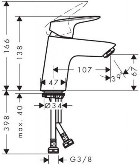Hansgrohe Logis, Смеситель для раковины, Без донного клапана, Цвет: хром
