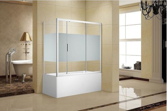 Шторка на ванну Aquanet Practic 165х75 292124 профиль Хром стекло прозрачное с шелкографией