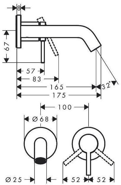 Hansgrohe Tecturis S Смеситель для раковины, настенный, цвет: белый матовый