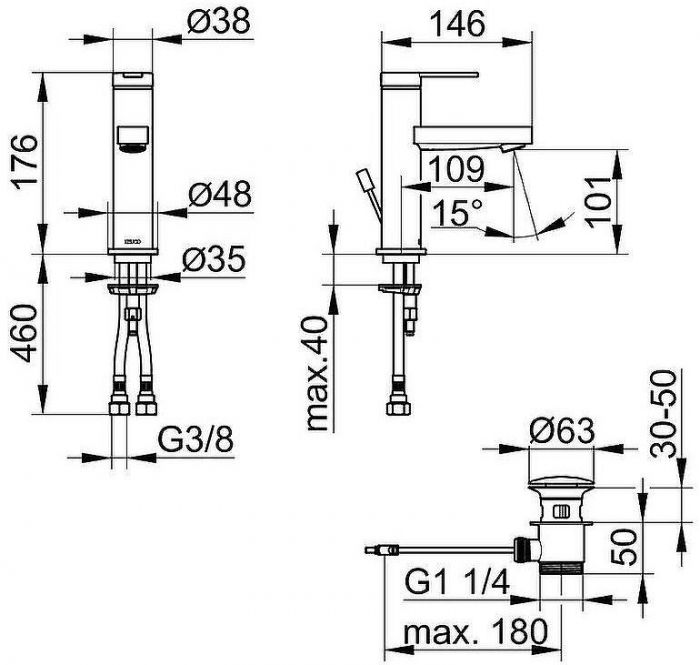 Смеситель для раковины Keuco IXMO Flat 59502 013000 Хром