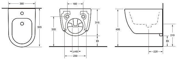 Биде Splendy Pride PR10852V1WG подвесное цвет Белый
