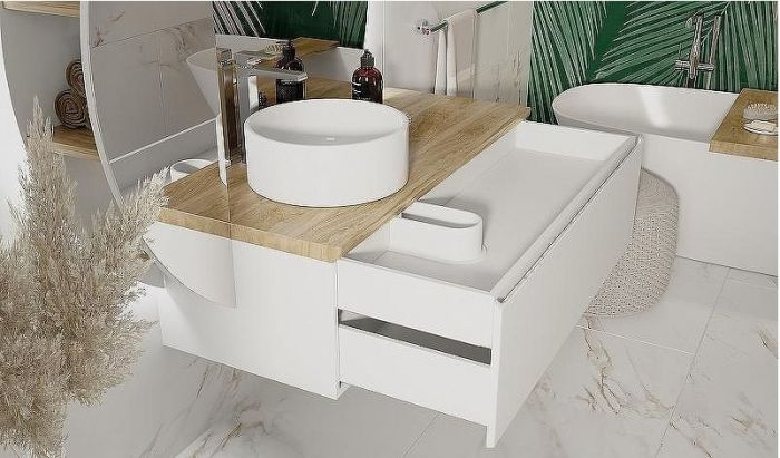 Тумба под раковину Jorno Solis New 120 SolN.01.120/P/W/JR подвесная Белая