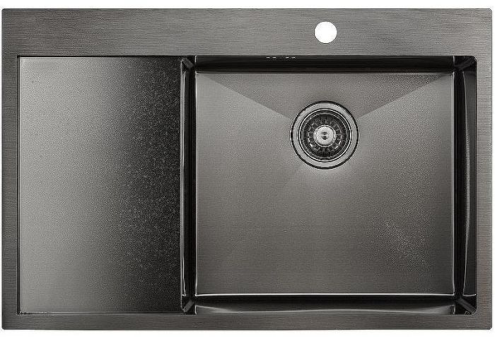 Кухонная мойка Paulmark Kroner 78F R PM217851-GMR Вороненая сталь