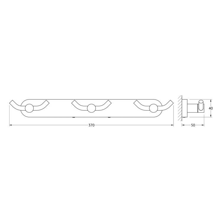 Планка с 3-мя двойными крючками 37 см HAR 009