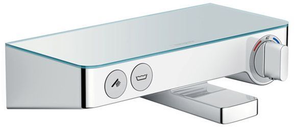 Hansgrohe Ecostat Select Термостат настенный для ванны на 2 источника, с изливом 192мм, с полочкой из безопасного стекла, цвет: хром