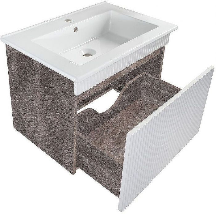 Тумба под раковину Runo Модена 75 00-00001426 подвесная Железный камень Белая