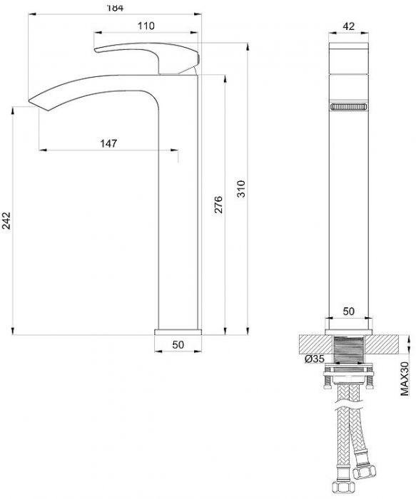 Смеситель для раковины Wonzon & Woghand Fit WW-88239009-BG цвет Брашированное золото