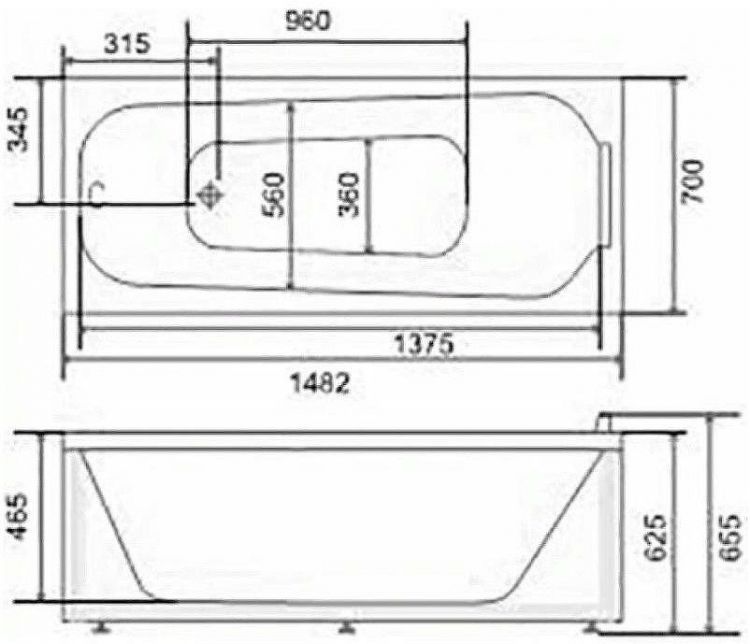 Акриловая ванна BellSan Лайма 150x70 4627171530295 без гидромассажа