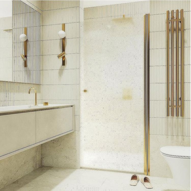 Душевая дверь Maybah Glass MGD-802-3 600x1980 на монопетле Золото стекло сатиновое