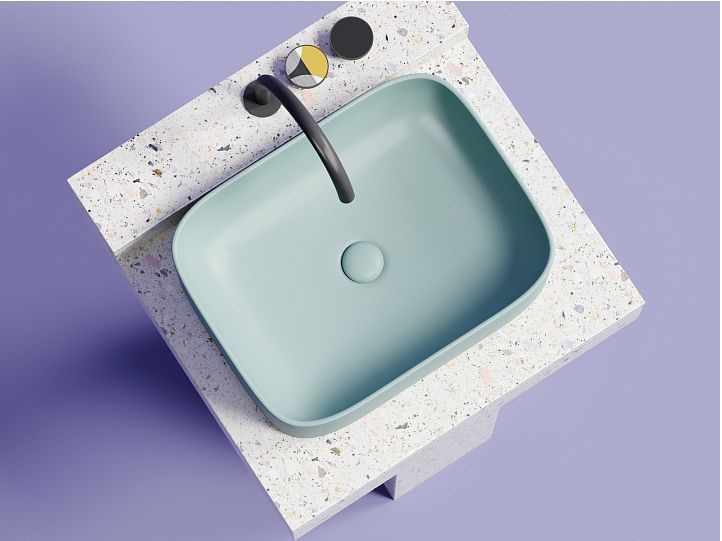 Умывальник CERAMICANOVA Element чаша накладная прямоугольная (цвет Зеленый Матовый) CN6052MLG