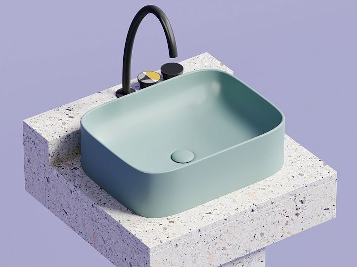 Умывальник CERAMICANOVA Element чаша накладная прямоугольная (цвет Зеленый Матовый) CN6052MLG