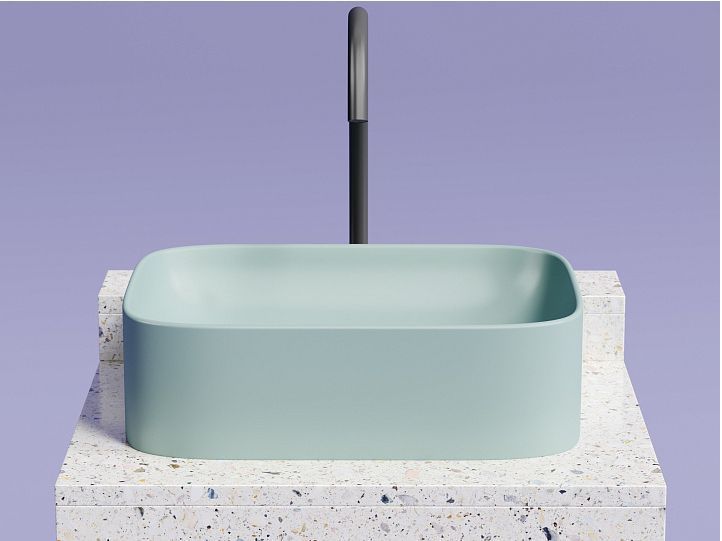Умывальник CERAMICANOVA Element чаша накладная прямоугольная (цвет Зеленый Матовый) CN6052MLG