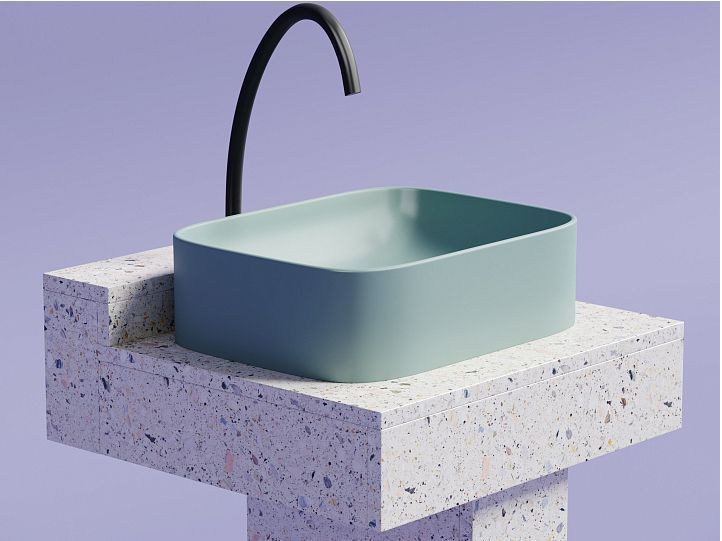 Умывальник CERAMICANOVA Element чаша накладная прямоугольная (цвет Зеленый Матовый) CN6052MLG