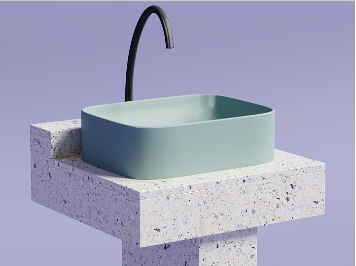 Умывальник CERAMICANOVA Element чаша накладная прямоугольная (цвет Зеленый Матовый) CN6052MLG