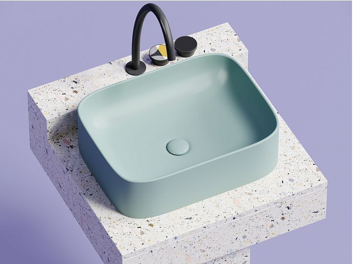 Умывальник CERAMICANOVA Element чаша накладная прямоугольная (цвет Зеленый Матовый) CN6052MLG