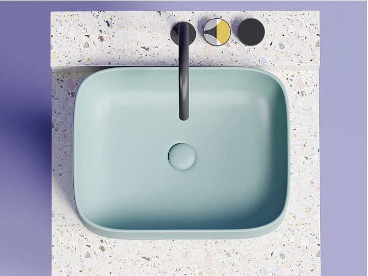 Умывальник CERAMICANOVA Element чаша накладная прямоугольная (цвет Зеленый Матовый) CN6052MLG