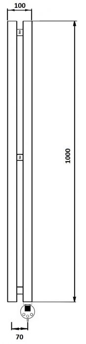 Дизайн-радиатор электрический Secado Бергамо 2К 1000x70 черный матовый