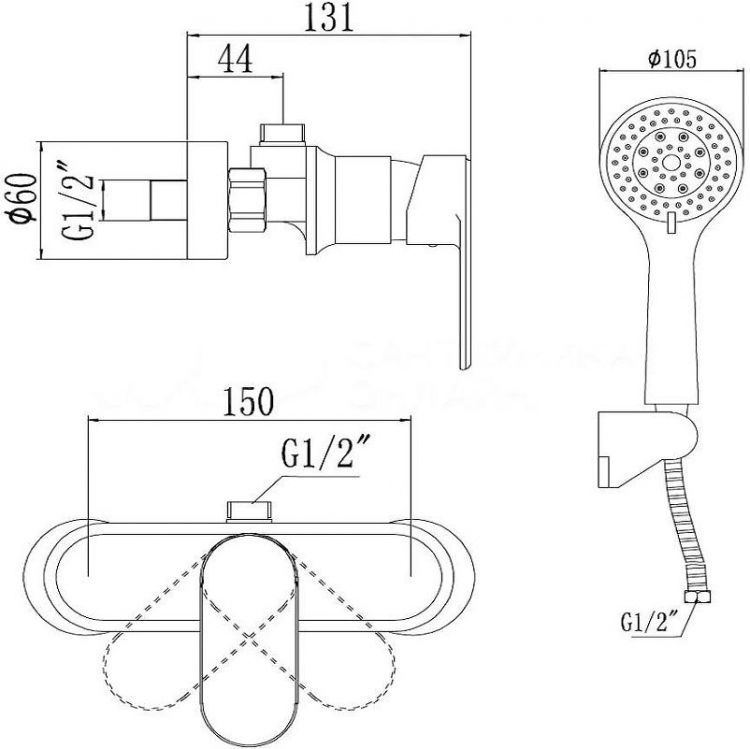 Смеситель для душа Savol S-600305S цвет Хром Смеситель для душа Savol S-600305S цвет Хром
