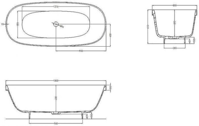 Ванна из искусственного камня Salini Greca 180х80 103121M Белая матовая