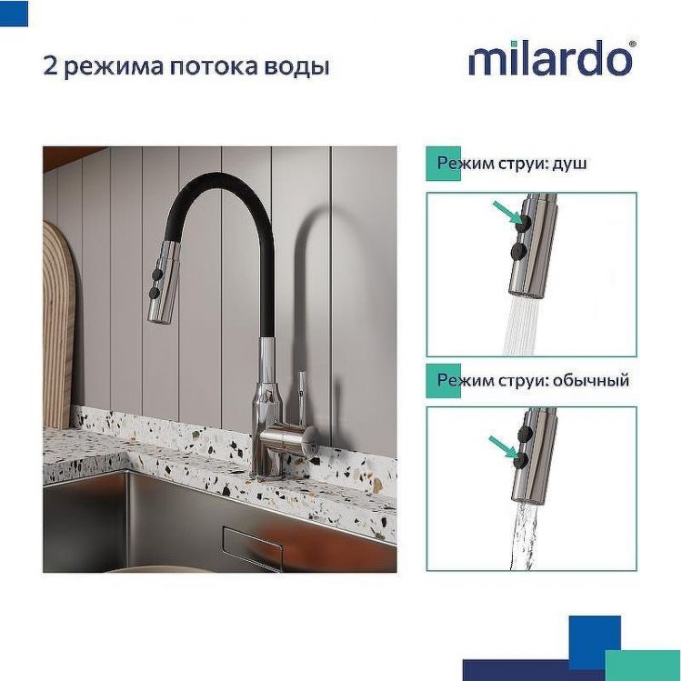 Смеситель для кухни Milardo Meal M01SB2FM05 Хром Смеситель для кухни Milardo Meal M01SB2FM05 Хром