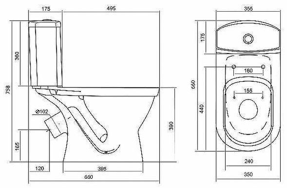 Унитаз компакт Santek Алькор 1WH302140 с бачком и сиденьем