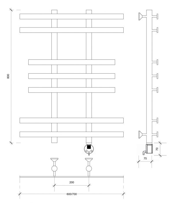 Полотенцесушитель электрический Secado Понтида 2 80x20x60 графит