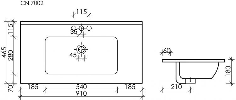 Раковина накладная SANCOS Element, черный матовый 910х465х180мм, CN7002MB