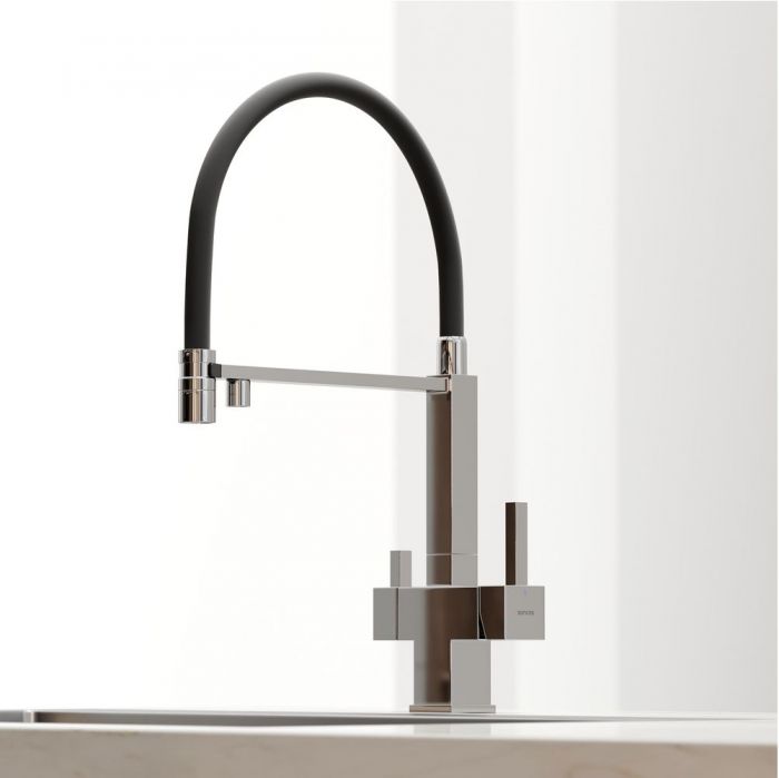Смеситель для кухни Sancos Moro с гибким изливом, цвет хром/черный, SC4006CH