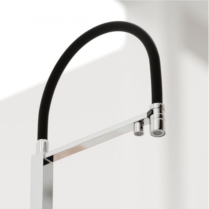 Смеситель для кухни Sancos Moro с гибким изливом, цвет хром/черный, SC4006CH