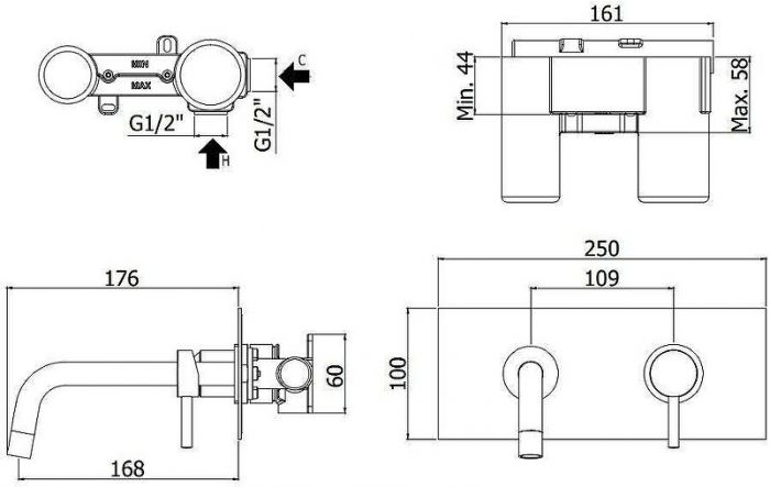 Смеситель для раковины Paffoni Light LIG101NO/M цвет Черный матовый