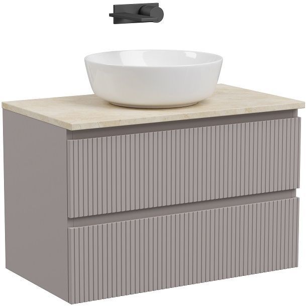 Тумба подвесная SANCOS Snob T, Doha Soft 790х445х500, под столешницу без отверстия под смеситель, цвет Kreman, SNT80SM