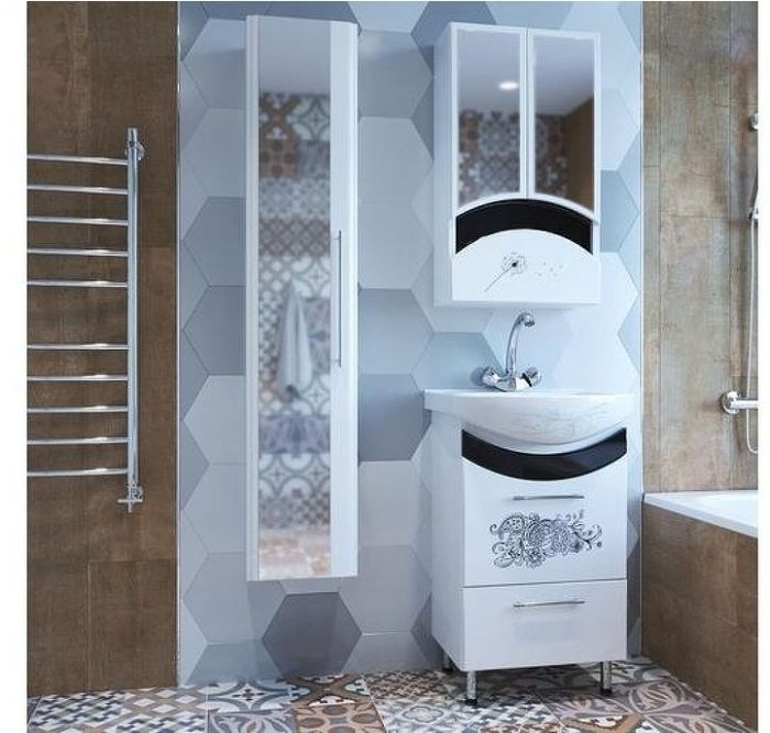 Зеркальный шкаф Mixline Радуга 46 528041 Белый Черный Одуванчик