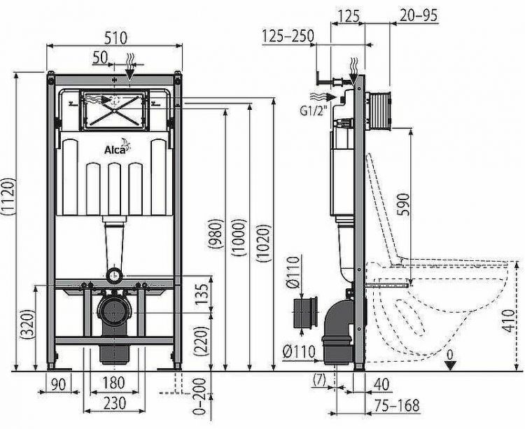 Комплект унитаза Owl 1975 Vind Cirkel-H TOWLT190302 с инсталляцией Alcaplast Sadromodul AM101/1120-3:1 RU M71-0001 с сиденьем Микролифт и клавишей смыва Хром